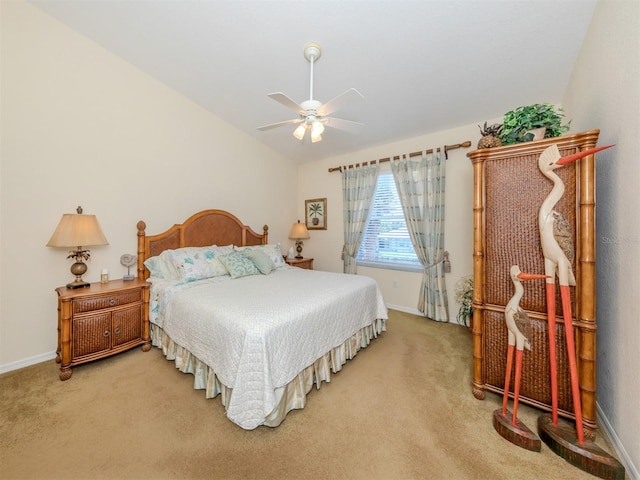 bedroom featuring carpet floors and ceiling fan