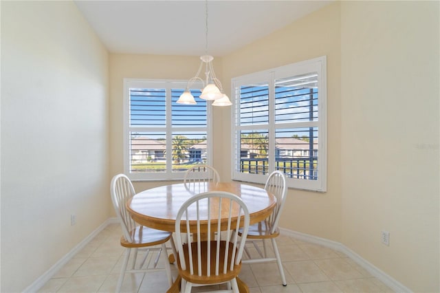 view of tiled dining room