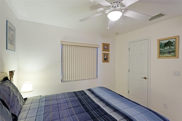 bedroom featuring ceiling fan