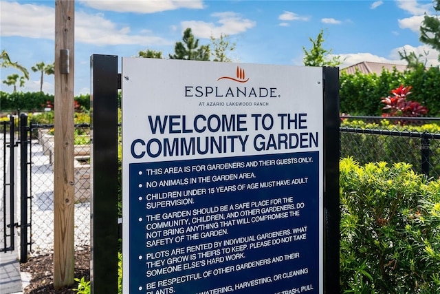 view of community sign