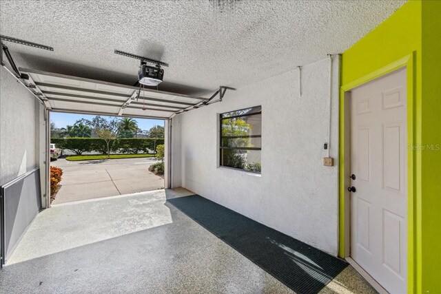 garage with a garage door opener