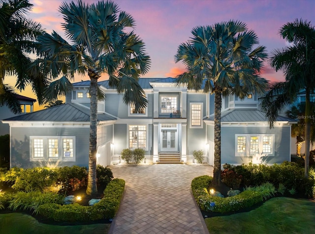 view of front facade featuring french doors