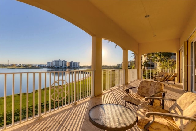 balcony with a water view