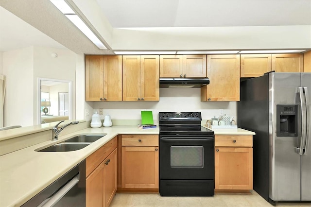 kitchen featuring black appliances and sink