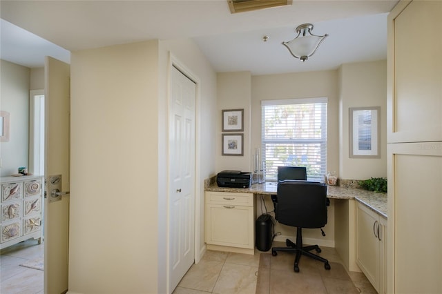 view of tiled home office