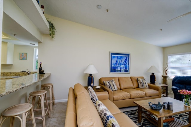 view of tiled living room