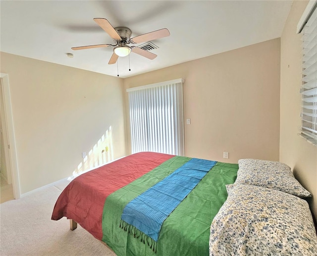 bedroom with carpet floors and ceiling fan