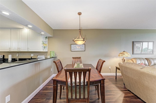 dining area with dark wood-type flooring