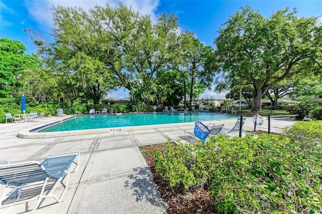 view of swimming pool with a patio area