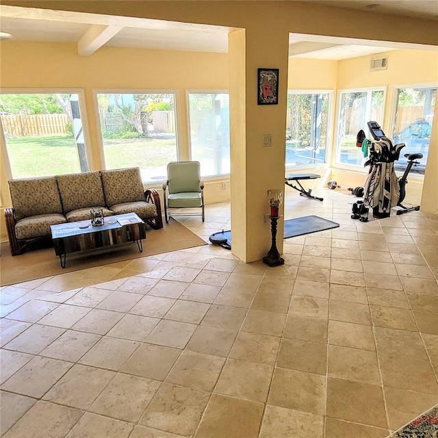 interior space with light tile flooring