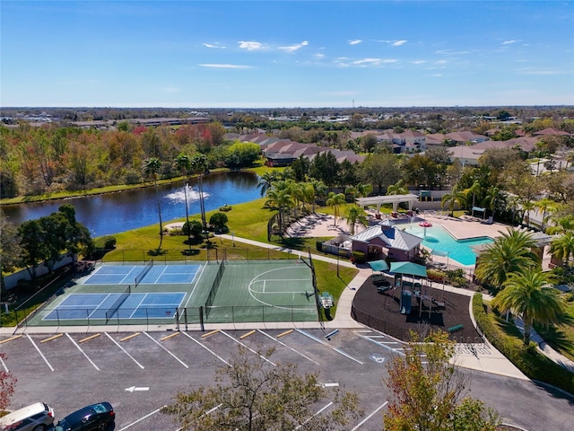 bird's eye view featuring a water view