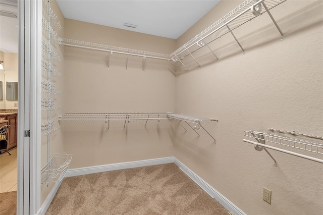 spacious closet with carpet