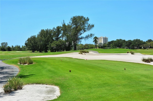 view of property's community with a lawn