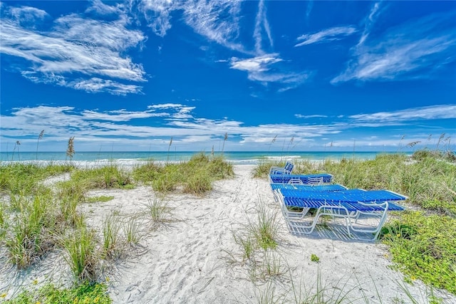 property view of water with a beach view