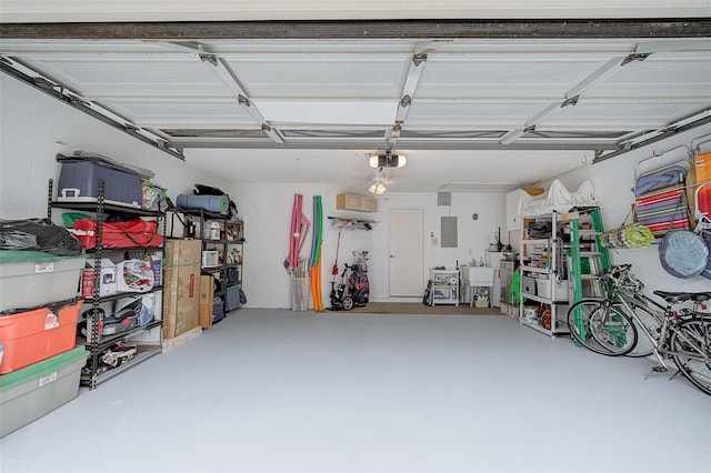 garage with a garage door opener