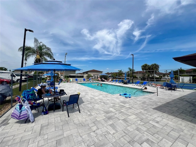 view of pool featuring a patio area