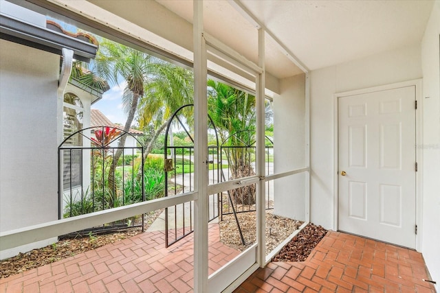 view of unfurnished sunroom