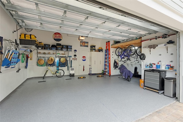 garage with a garage door opener