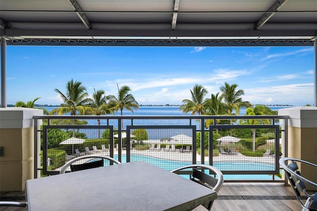 balcony with a water view