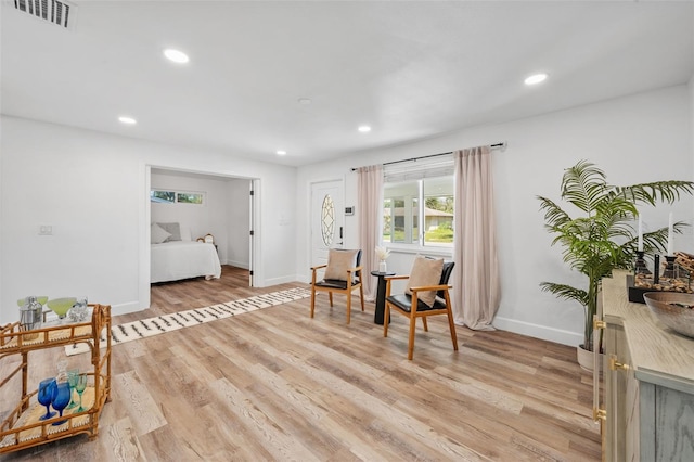 interior space with light hardwood / wood-style flooring