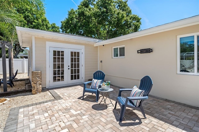 view of patio / terrace featuring french doors