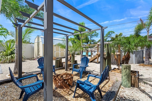 view of patio / terrace featuring a pergola