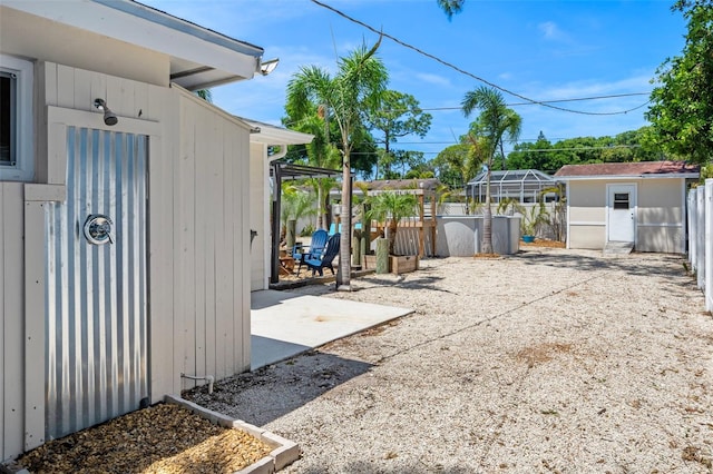 exterior space with a storage unit