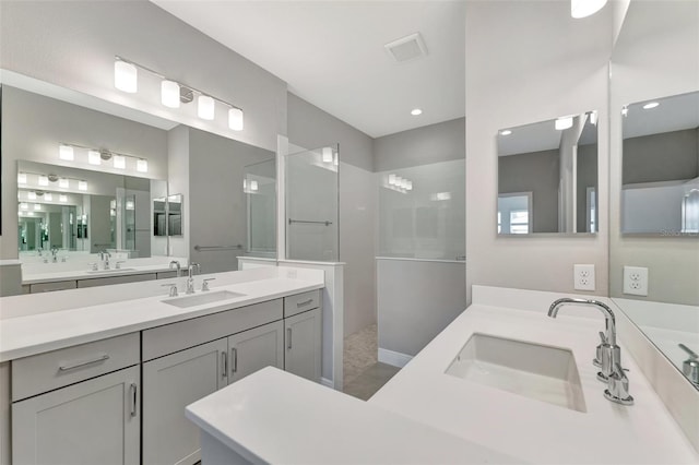 bathroom featuring vanity and walk in shower