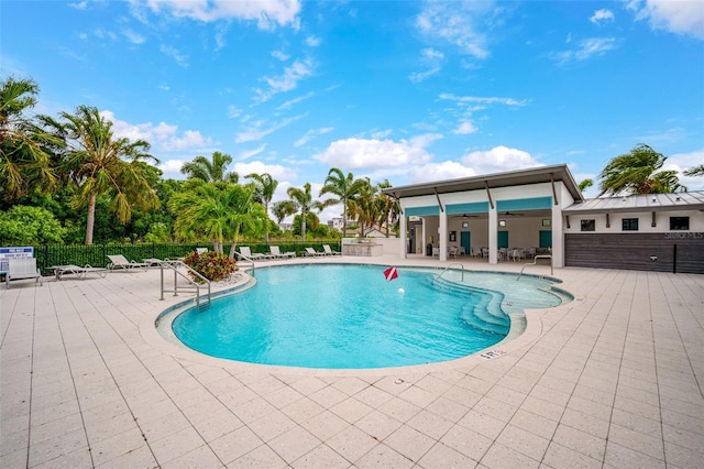 view of pool featuring a patio