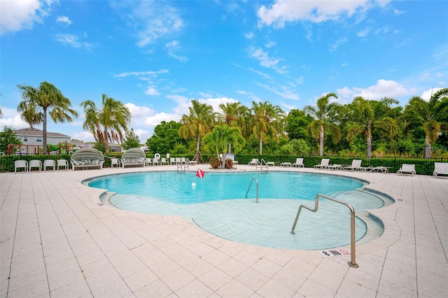 view of pool featuring a patio area