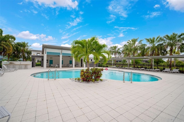 view of pool with a patio area