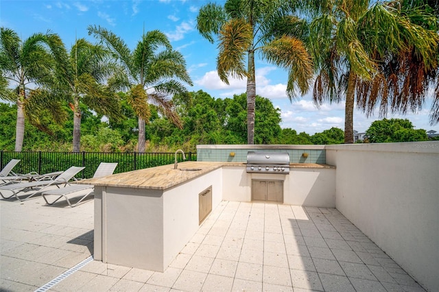 view of patio / terrace with a grill and an outdoor kitchen