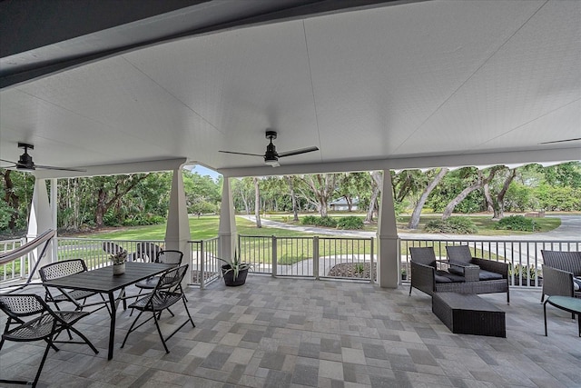 view of patio / terrace with outdoor lounge area and ceiling fan