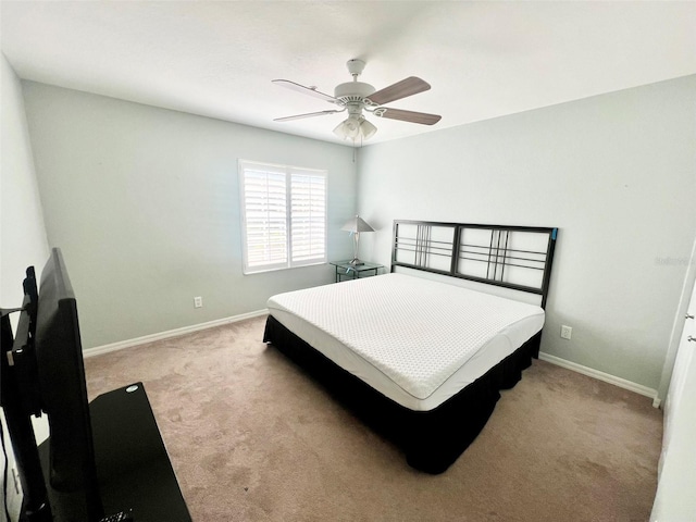 bedroom featuring carpet flooring and ceiling fan