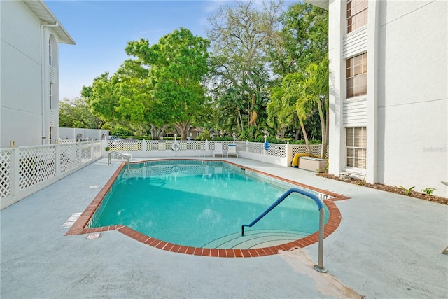 view of pool featuring a patio