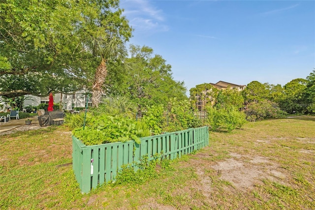 view of yard with a garden and fence