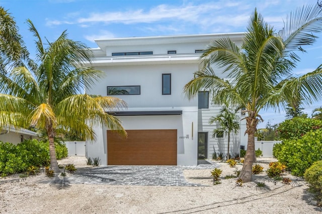 contemporary house featuring a garage