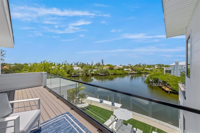 balcony with a water view