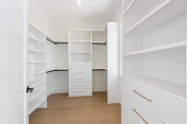 walk in closet featuring light wood-type flooring