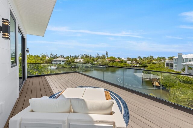 deck with a water view