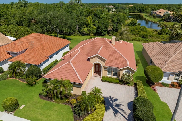 bird's eye view featuring a water view