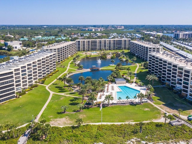 bird's eye view featuring a water view