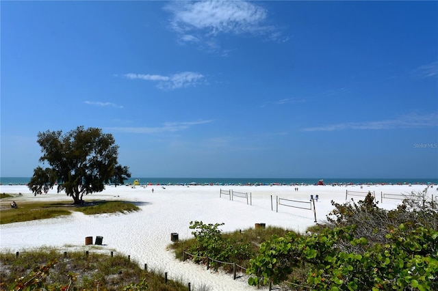 view of water feature featuring a view of the beach