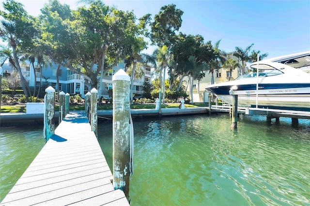 view of dock featuring a water view