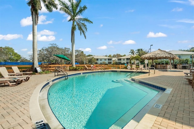 view of pool with a gazebo and a patio area