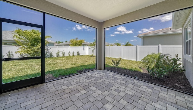 view of unfurnished sunroom