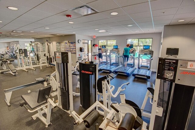 gym with a drop ceiling