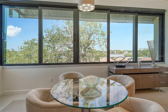 dining space with a healthy amount of sunlight