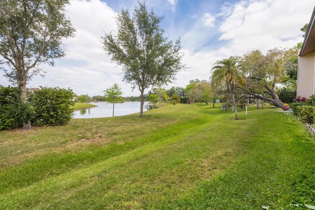 view of yard featuring a water view