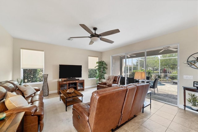 view of tiled living room